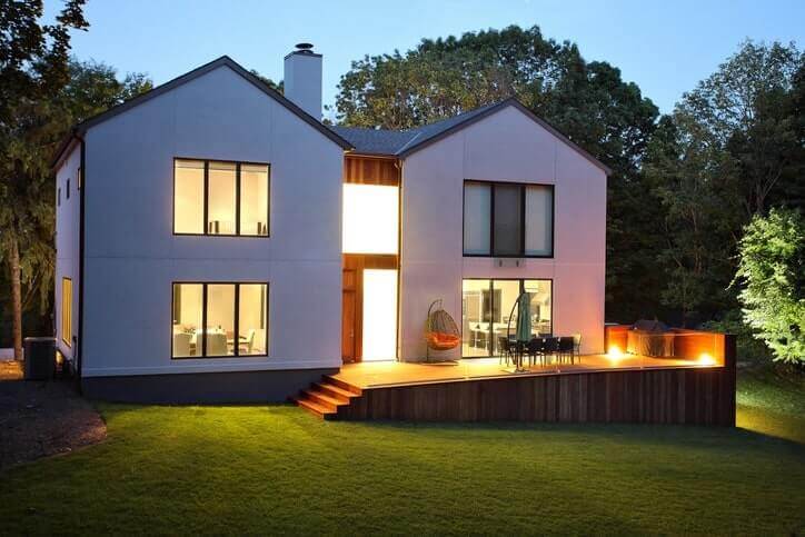 A well lit detached home.